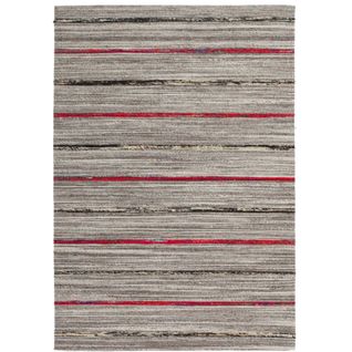 Tapis Fait Main Duarte 110 Natural Rouge 120 X 170 Cm Gris