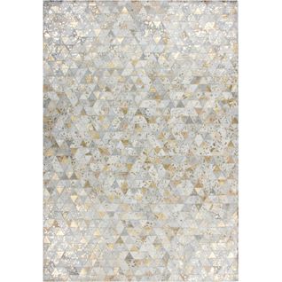 Tapis Géométrique Brillant Aux Touches Lumineuses 160 X 230 Cm Blanc