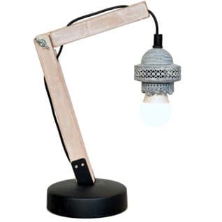 Lampe De Bureau Marbre Bois Clair 16x13x38,5cm