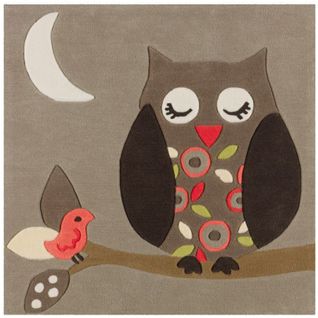 Tapis Tissé Joy 4190 Multicolore Owl 130 X 130 Cm Gris