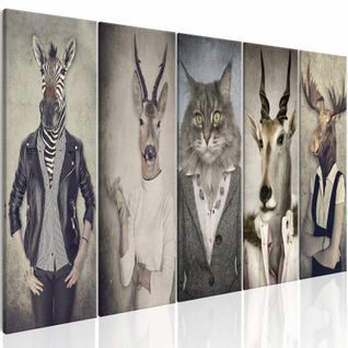 Tableau Masques D'animaux Je 225 X 90 Cm Blanc