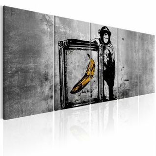 Tableau Singe Banksy Avec Cadre 225 X 90 Cm Gris