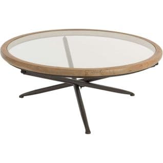 Table Basse Bois Clair Métal 100x100x40cm