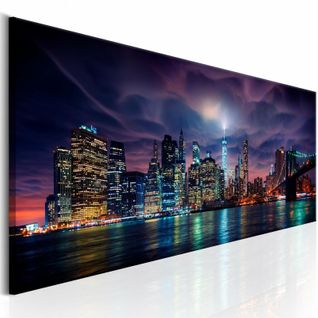 Tableau Ville Sombre De New York 150 X 50 Cm Noir