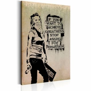 Tableau Slogan Graffiti Par Banksy 40 X 60 Cm Beige