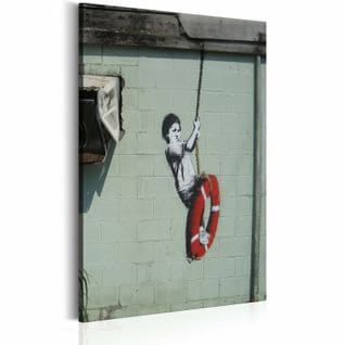 Tableau Balançoire De La Nouvelle Orléans Banksy 60 X 90 Cm Blanc