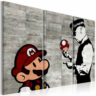 Tableau Mario Bros Banksy I 90 X 60 Cm Gris