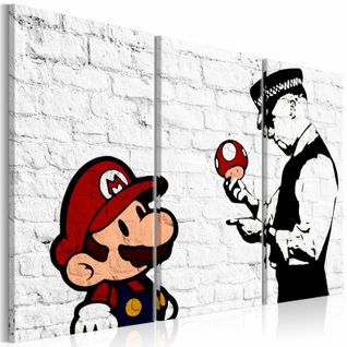 Tableau Mario Bros Banksy Ii 120 X 80 Cm Blanc