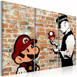 Tableau Mario Bros Banksy Iii 90 X 60 Cm Marron