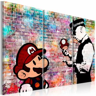 Tableau Mario Bros Banksy Iv 120 X 80 Cm Multicolore