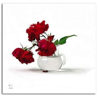 Tableau Roses Rouges Dans Un Vase 20 X 20 Cm Rouge