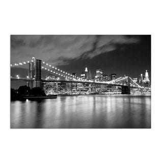 Tableau Pont De Brooklyn La Nuit 120 X 80 Cm Noir