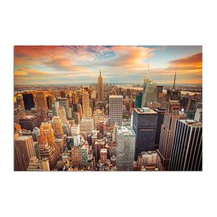 Tableau Coucher De Soleil Sur New York, 120 X 80 Cm Orange