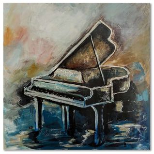 Tableau Piano 40 X 40 Cm Bleu