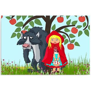 Tableau Le Petit Chaperon Rouge 50 X 40 Cm Rouge