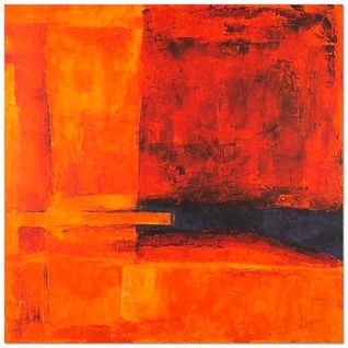 Tableau Bois Abstraction - Art 2 80 X 80 Cm Orange