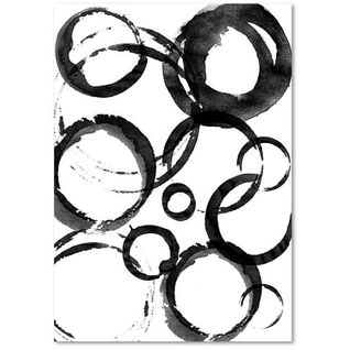 Tableau Bois Cercles Abstraits 60 X 80 Cm Noir