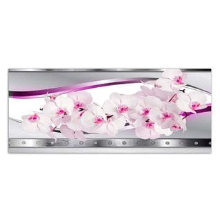 Tableau Bois Orchidée Blanche Rose 90 X 30 Cm Blanc