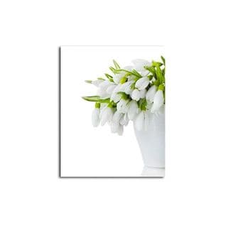 Tableau Bois Fleurs Dans Un Vase Blanc 40 X 50 Cm Blanc