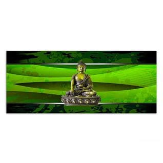 Tableau Bois Bouddha En Vert 50 X 20 Cm Vert