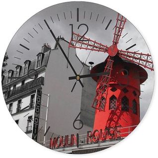 Horloge Murale Décorative Design Moulin Parisien 60 X 60 Cm Rouge