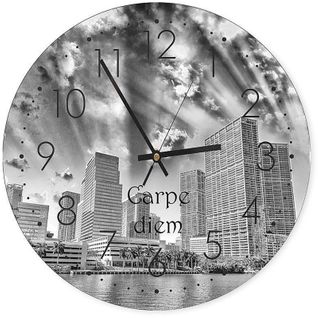 Horloge Murale Urbaine 'carpe Diem' En Noir Et Blanc 40 X 40 Cm Noir