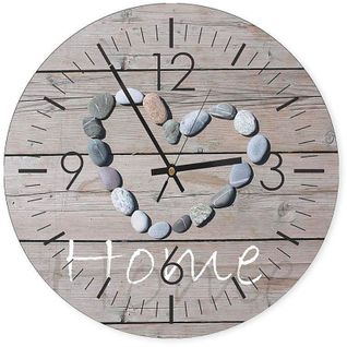 Horloge Murale En Bois Avec Cœur De Galets Pour La Maison 40 X 40 Cm Bois Clair