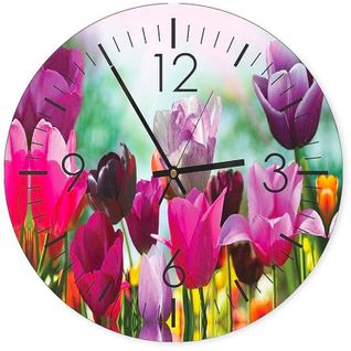 Horloge Décorative Tulipes Colorées - Féérie Florale 40 X 40 Cm Rose