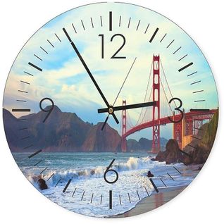 Horloge Murale Panoramique Pont Célèbre Pont Rouge 60 X 60 Cm Rouge