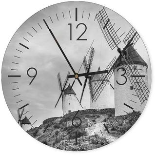 Horloge Murale Paysage De Moulins Vintage Et Élégante 60 X 60 Cm Blanc