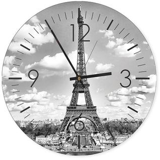 Horloge Murale Elégance Parisienne Et Tour Eiffel 30cm 40 X 40 Cm Blanc