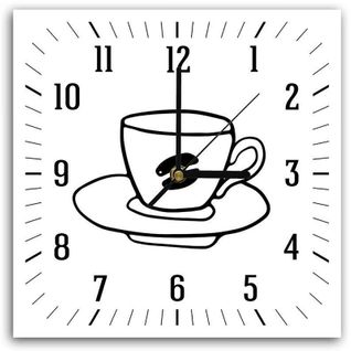 Horloge Murale Silhouette Tasse De Café Design Moderne 30 X 30 Cm Blanc