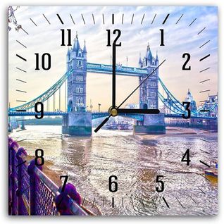 Horloge Murale Décorative Scène Londres Classique 30 X 30 Cm Bleu