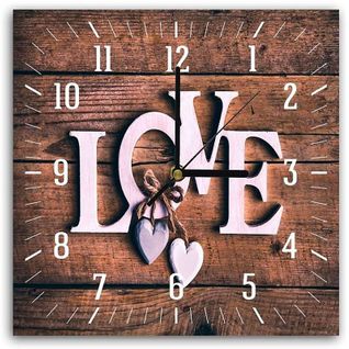 Horloge Décorative Amour Et Bois Pour Intérieurs Chaleureux 50 X 50 Cm Marron