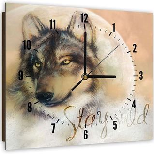 Horloge Murale Loup Inspirante Pour Intérieurs Modernes 30 X 30 Cm Beige