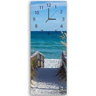 Horloge Murale Paysage De Plage Pittoresque Et Relaxant 25 X 65 Cm Bleu