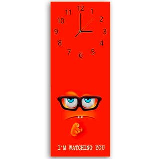 Horloge Murale Design 'i'm Watching You' – Regard Ludique 25 X 65 Cm Rouge