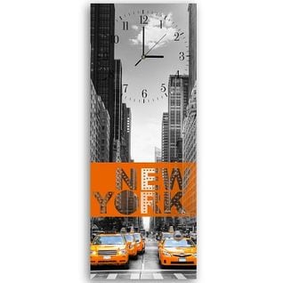 Horloge Murale Design Citadin Taxis De New York 40 X 118 Cm Orange