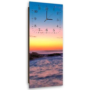 Horloge Murale Paysage Marin Au Crepuscule Apaisant 25 X 65 Cm Bleu