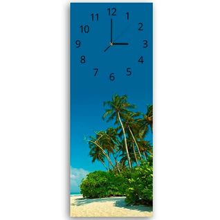 Horloge Murale Décorative Paysage De Plage Tropicale 25 X 65 Cm Bleu