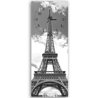 Horloge Murale Design Tour Eiffel En Monochrome 30 X 90 Cm Noir