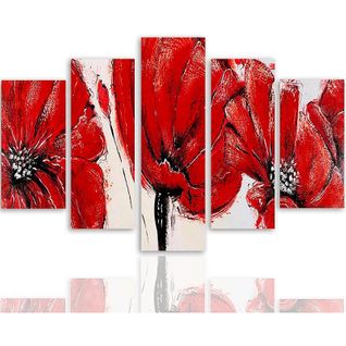 Tableau Fleurs Rouges 200 X 100 Cm Rouge