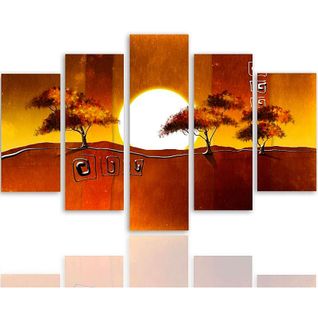 Tableau Arbres Au Levier Du Soleil 250 X 120 Cm Orange