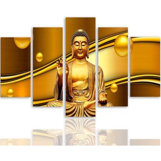 Tableau Bouddha D'or 100 X 70 Cm Jaune