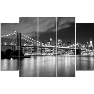 Tableau Pont De Brooklyn La Nuit 100 X 70 Cm Noir