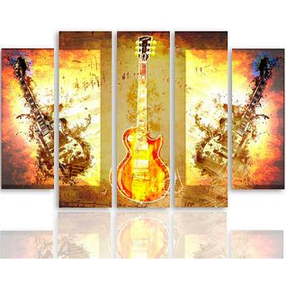 Tableau Guitare 100 X 70 Cm Orange