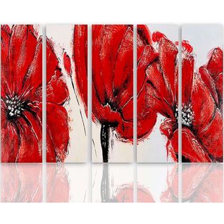 Tableau Fleurs Rouges 200 X 100 Cm Rouge