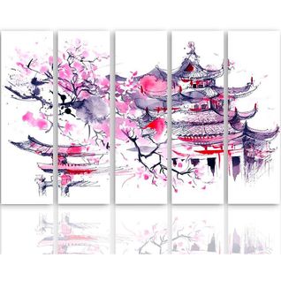 Tableau Paysage Japonais 100 X 70 Cm Blanc