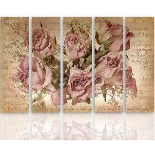 Tableau Roses Sur L'arrière-plan De La Notation Musicale 200 X 100 Cm Beige