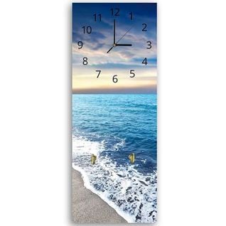 Horloge Plage Sereine Et Élégante - Décor Visuel Apaisant 25 X 65 Cm Bleu